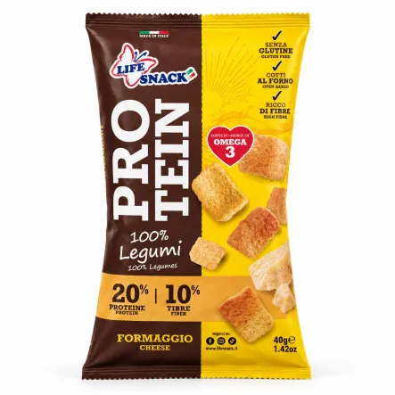 Chipsy Proteinowe z Roślin Strączkowych o Smaku Serowym 40 g - Life Snack