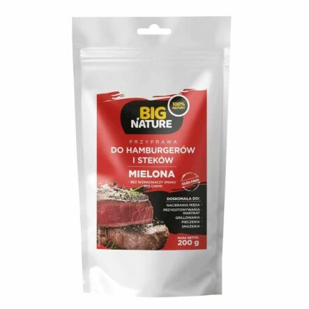 Przyprawa Mielona do Hamburgerów i Steków Bez Soli 200 g - Big Nature - Przecena Krótka Data Minimalnej Trwałości