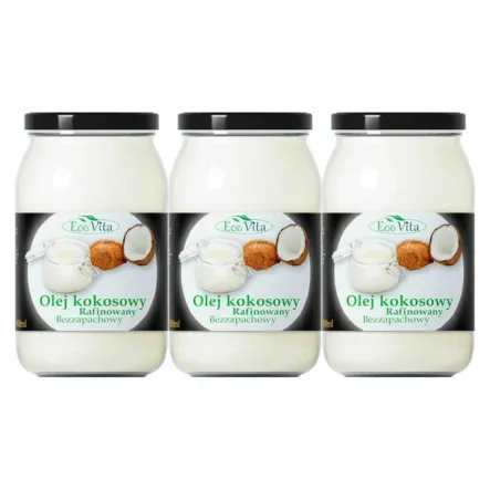 3 x Olej Kokosowy Rafinowany Bezzapachowy 900 ml - EOOVITA