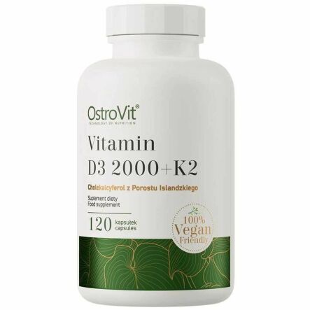 Witamina D3 2000 IU+ K2 VEGE 120 Kapsułek - OstroVit