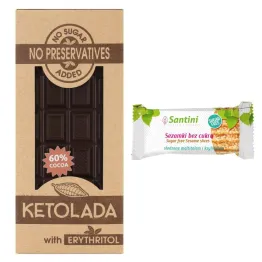 Zestaw Sezamki Bez Dodatku Cukru z Ksylitolem i Maltitolem 27 g - Santini+ Przepyszna KETOLADA 60% z Erytrytolem 100 g