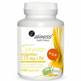 Cytrynian Magnezu 125 mg +Witamina B6 (P-5-P) 100 Kapsułek - Aliness
