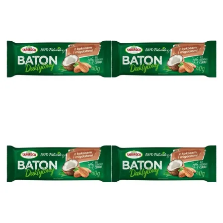 4 x Baton Daktylowy Kokos i Migdały 40 g - Targroch
