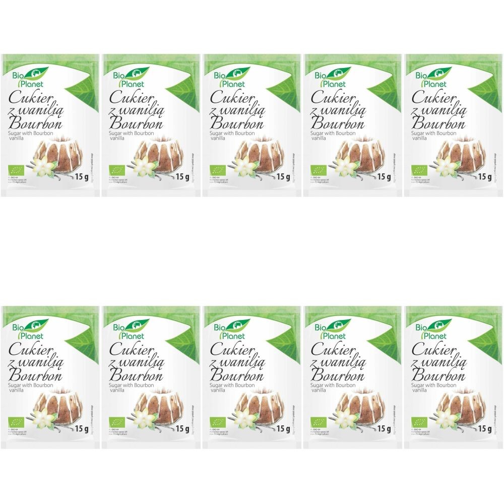 Zestaw 10 x Cukier Waniliowy z Wanilią Bourbon Bio 15 g - Bio Planet