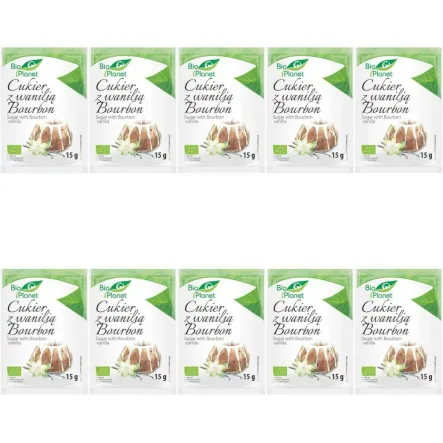 Zestaw 10 x Cukier Waniliowy z Wanilią Bourbon Bio 15 g - Bio Planet