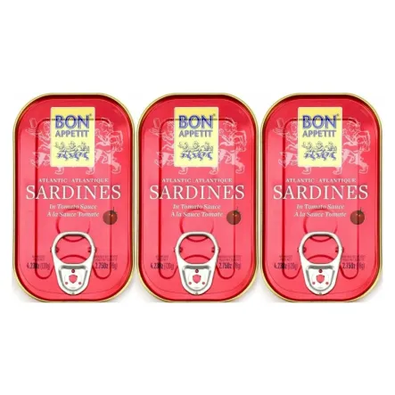 3 x Sardynki Portugalskie w Sosie Pomidorowym 120 g (78 g) - Bon Appetit