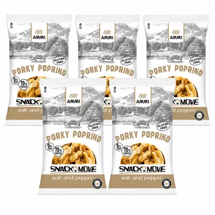 5 x Prażynki Wieprzowe Keto Sól i Pieprz 40 g - AMMI