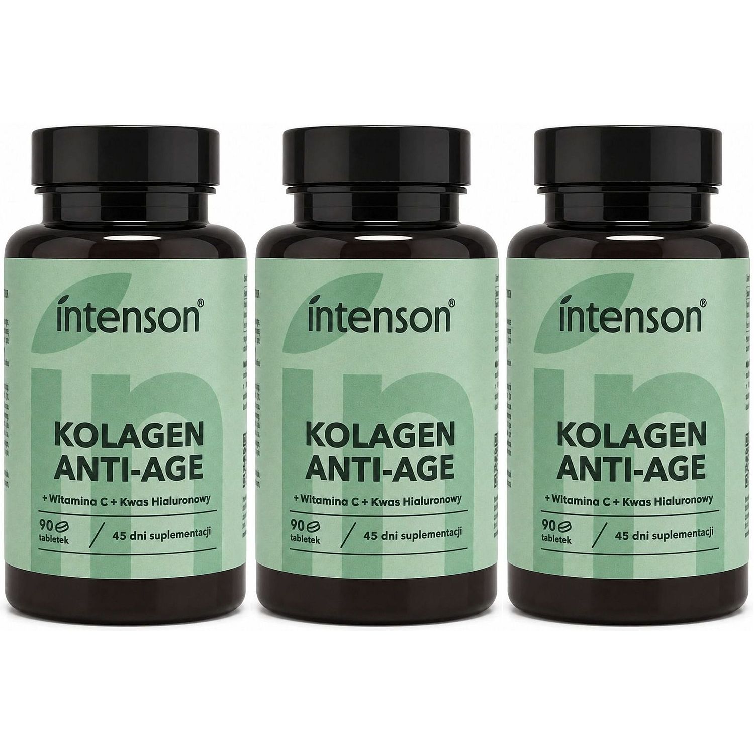 3 x Kolagen Anti-Age z Witaminą C i Kwasem Hialuronowym 90 Tabletek - Intenson