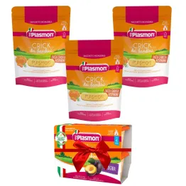 3 x Krakersy z Dynią, Marchwią i Rozmarynem 100 g - PLASMON + Deserek Śliwka 400 g (4 x 100 g) - PLASMON 