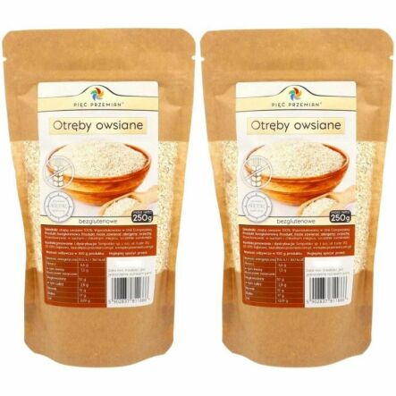 2 x Otręby Owsiane Bezglutenowe 250 g - Pięć Przemian