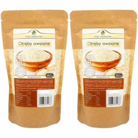 2 x Otręby Owsiane Bezglutenowe 250 g - Pięć Przemian