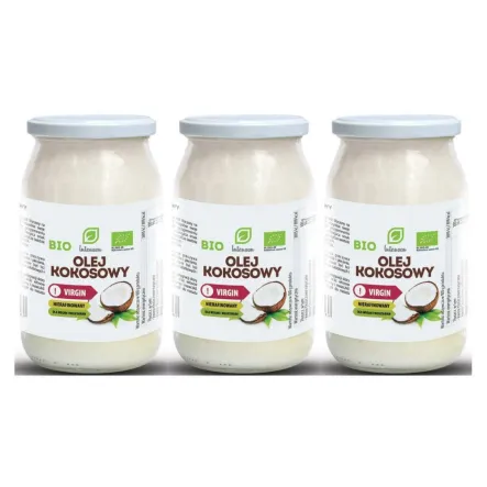 Zestaw 3 x Olej Kokosowy Virgin Nierafinowany Bio 900 ml Intenson