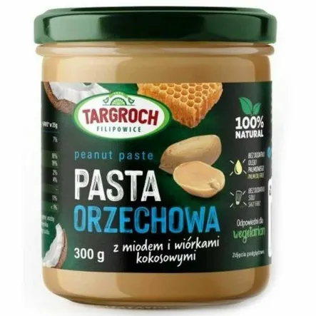 Pasta Orzechowa +Miód+ Kokos 300 g - Targroch