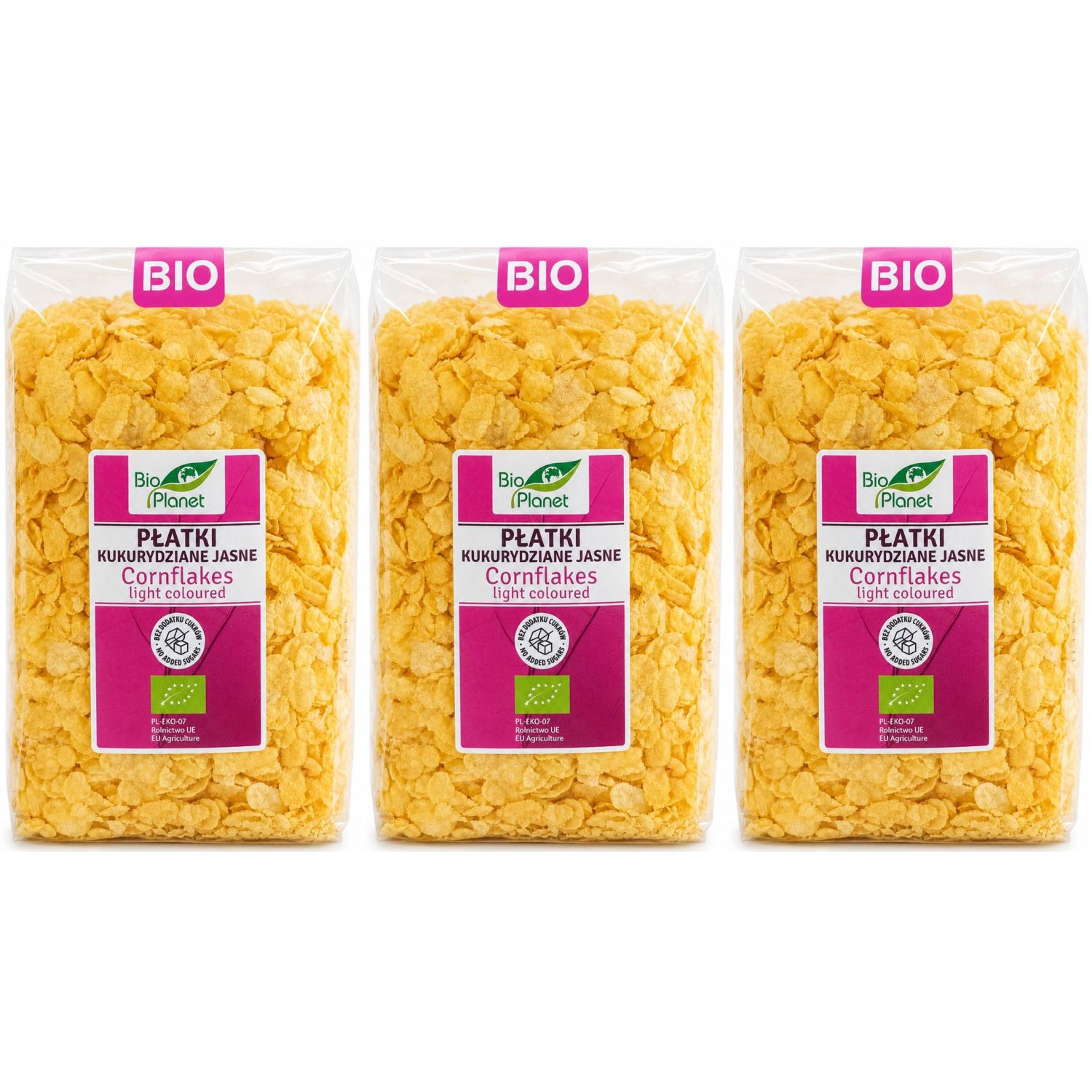 3 x Płatki Kukurydziane Jasne Bez Dodatku Cukru Bio 250 g - Bio Planet - Płatki Śniadaniowe Eko