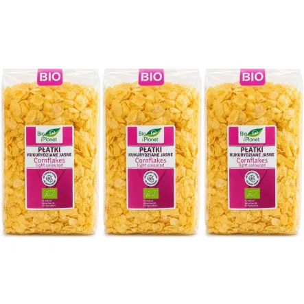 3 x Płatki Kukurydziane Jasne Bez Dodatku Cukru Bio 250 g - Bio Planet - Płatki Śniadaniowe Eko