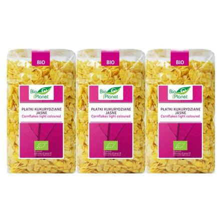 3 x Płatki Kukurydziane Jasne Bio 250 g - Bio Planet - Płatki Śniadaniowe Eko