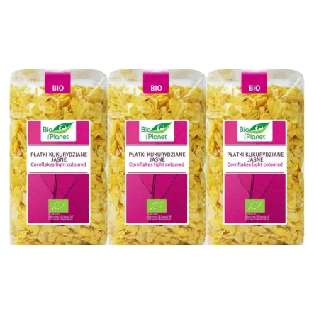 3 x Płatki Kukurydziane Jasne Bio 250 g - Bio Planet - Płatki Śniadaniowe Eko