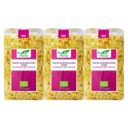 3 x Płatki Kukurydziane Jasne Bio 250 g - Bio Planet - Płatki Śniadaniowe Eko