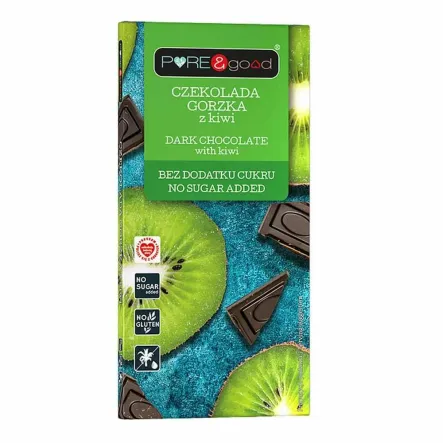 Czekolada Gorzka z Kiwi Bez Dodatku Cukru 75 g - Pure&Good