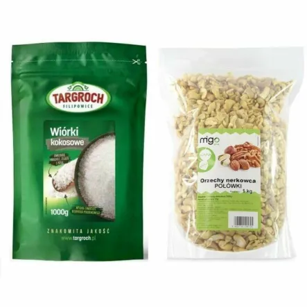 Zestaw Wiórki Kokosowe 1 kg Targroch + Orzechy Nerkowca Połówki 1 kg - MIGOgroup