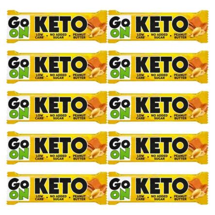 10 x Keto Baton Peanut Butter Low Carb Bez Dodatku Cukru 50 g - Go On