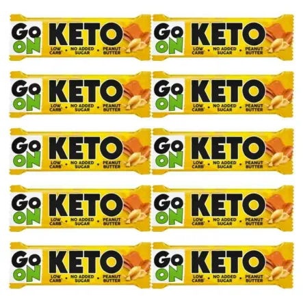 10 x Keto Baton Peanut Butter Low Carb Bez Dodatku Cukru 50 g - Go On