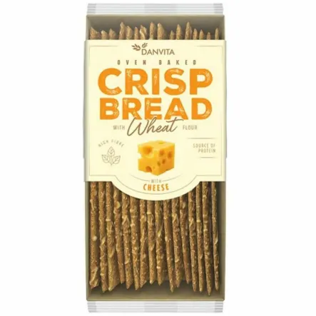 Płaskie Chlebki Pszenne z Serem 130 g - Danvita - Przecena Krótka Data Minimalnej Trwałości