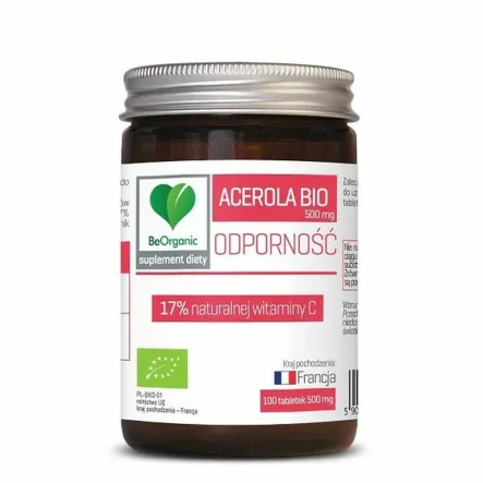 Acerola Bio 100 Tabletek 500 mg - BeOrganic - Wyprzedaż