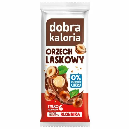 Baton Orzech Laskowy Bez Dodatku Cukru 35 g - Dobra Kaloria