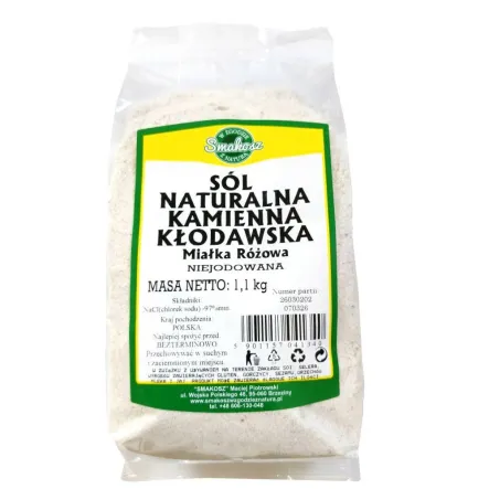 Sól Kłodawska Kamienna Naturalna Miałka Różowa Niejodowana 1,1 kg - Smakosz