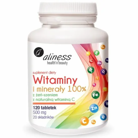 Witaminy i Minerały 100% Multiwitamina 120 Tabletek  - Aliness