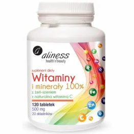 Witaminy i Minerały 100% Multiwitamina 120 Tabletek  - Aliness