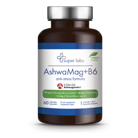 AshwaMAG +B6 60 Kapsułek Super Labs