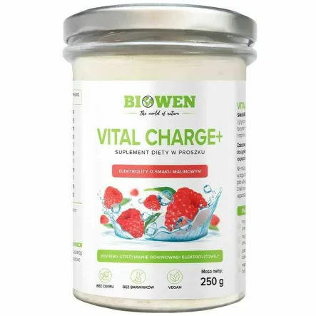 Elektrolity o Smaku Malinowym w Proszku Vital Charge+ 250 g - Biowen