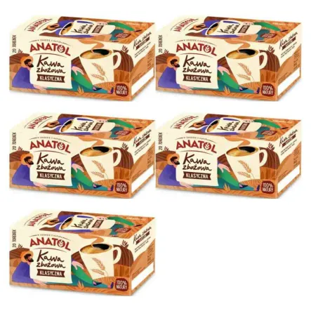 5 x Kawa Zbożowa Klasyczna Expresowa 84 g (20 Torebek) - Anatol