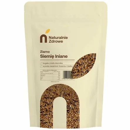 Siemię Lniane Brązowe Ziarno 1 kg - Naturalnie Zdrowe