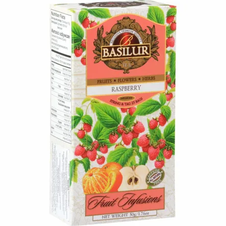 Herbata Owocowa w Saszetkach RASPBERRY 50 g (25 x 2 g) - BASILUR