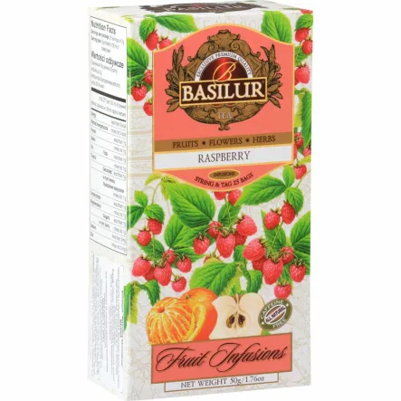 Herbata Owocowa w Saszetkach RASPBERRY 50 g (25x 2 g) - BASILUR