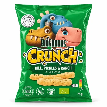 Chrupki Kukurydziane Crunch Koperek, Pikle i Ranch Bezglutenowe BIO 75 g - McLloyd's Biosaurus