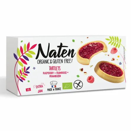 Ciastka Tartaletki z Dżemem Malinowym Bezglutenowe Bio 130 g - Naten - Przecena Krótka Data Minimalnej Trwałości
