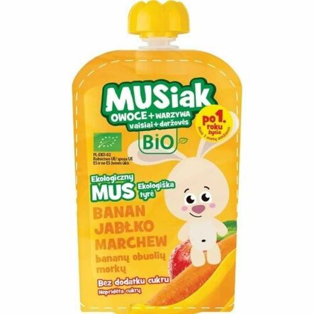 Mus Owocowo - Warzywny BIO (Banan, Jabłko, Marchew) 100 g - Musiak