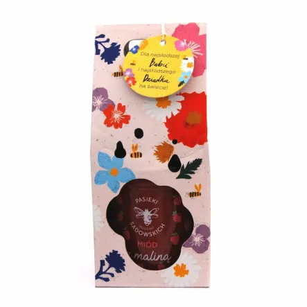 Zestaw z 1 Miodem z Maliną Dla Babci i Dziadka 430 g - Pasieki Sadowskich