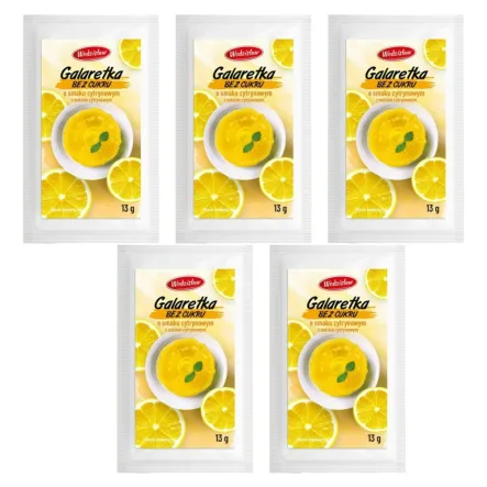 5 x Galaretka o Smaku Cytrynowym Bez Dodatku Cukru Keto 13 g - Wodzisław