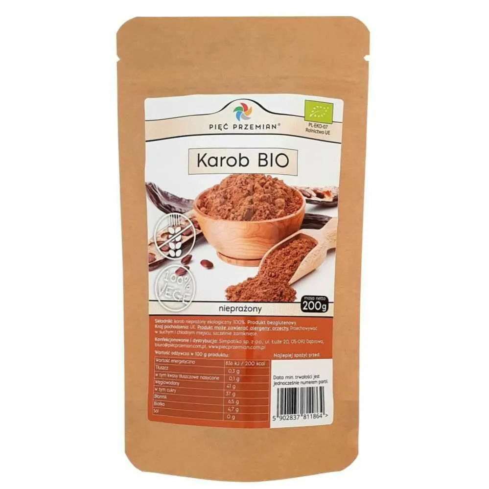 Karob Nieprażony BIO 200 g - Pięć Przemian