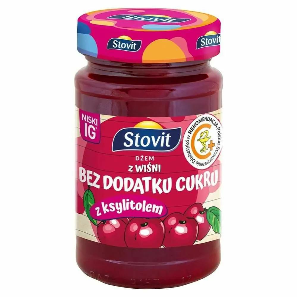 Dżem Wiśniowy Słodzony Ksylitolem Bez Dodatku Cukru 250 g - Stovit