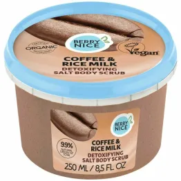 Oczyszczający Solny Scrub do Ciała Kawa and  Mleko Ryżowe 250 ml - Berry Nice