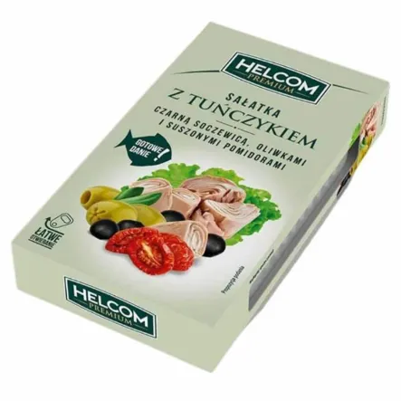 Sałatka Tuńczyk, Czarna Soczewica, Oliwki, Suszone Pomidory 140 g - Helcom