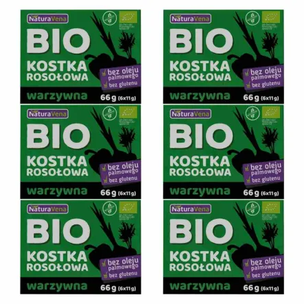 6 x Kostka Rosołowa Warzywna Bio 66 g - NaturAvena