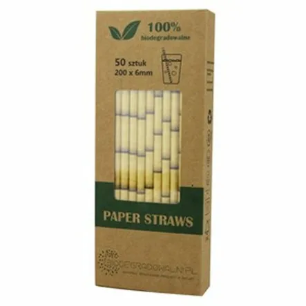 Słomki Papierowe Bambus Żółty 50 szt - Biodegradowalni