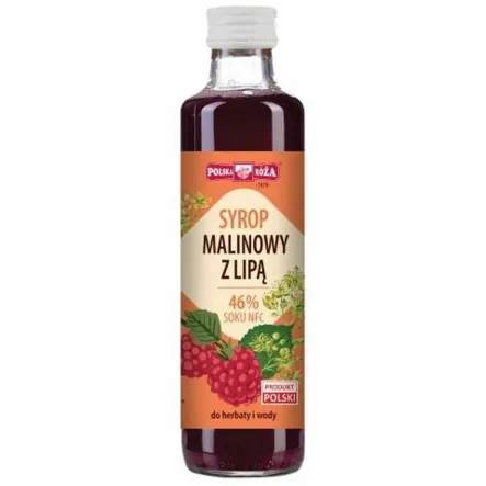 Syrop Malinowy z Lipą 46% Soku NFC 250 ml - Polska Róża